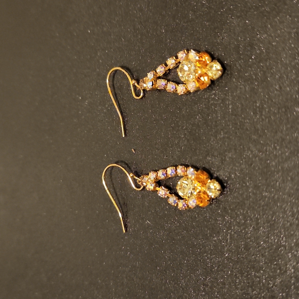 Gold Crystal and AB multi colored stone earrings